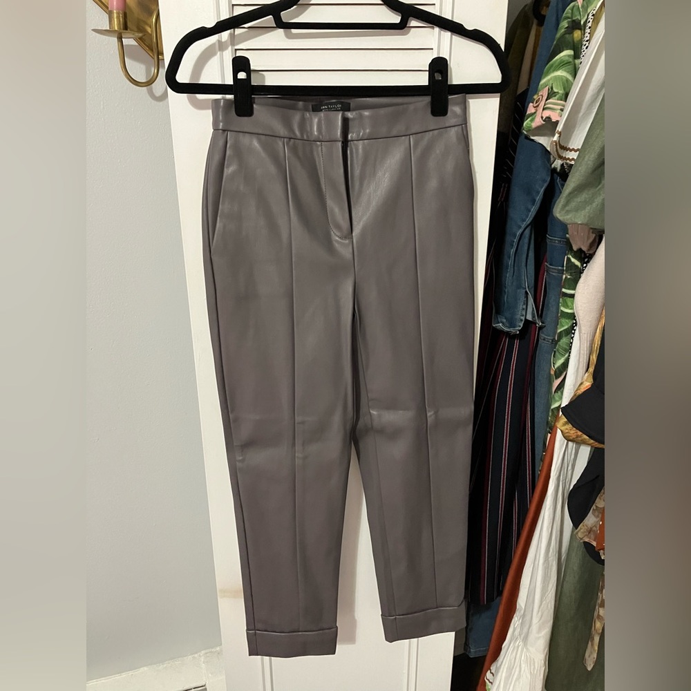 NWOT Grey Vegan Leather Trousers